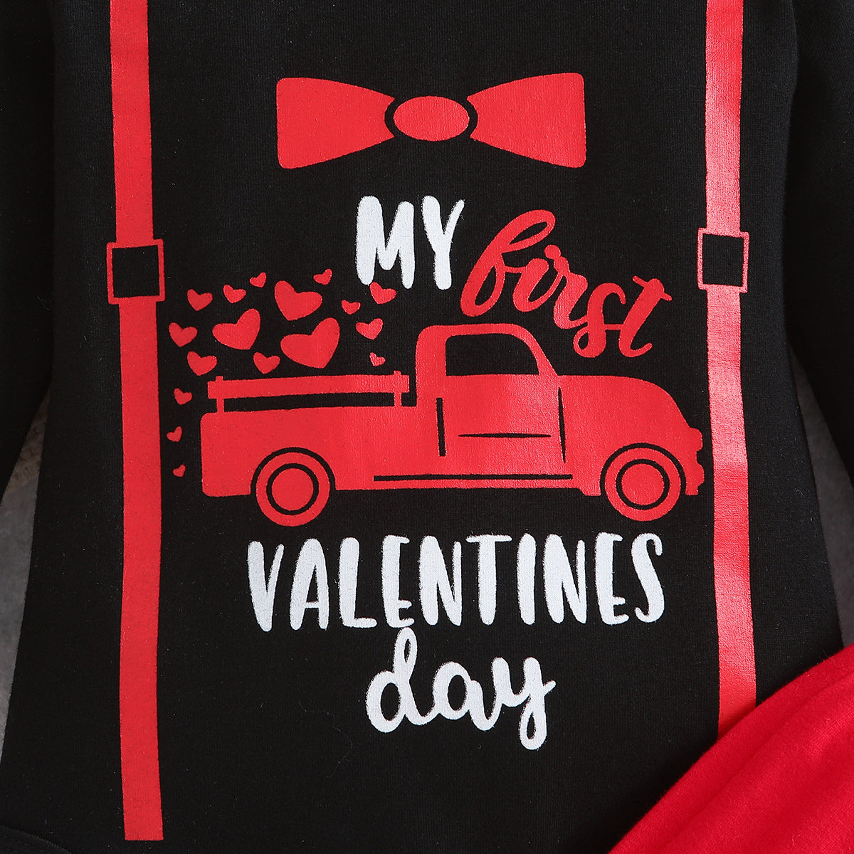 Infant Girls Red Printed Leotard with Joggers