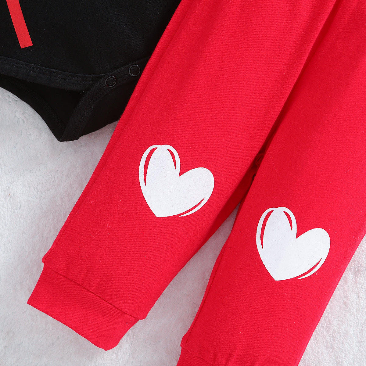 Infant Girls Red Printed Leotard with Joggers