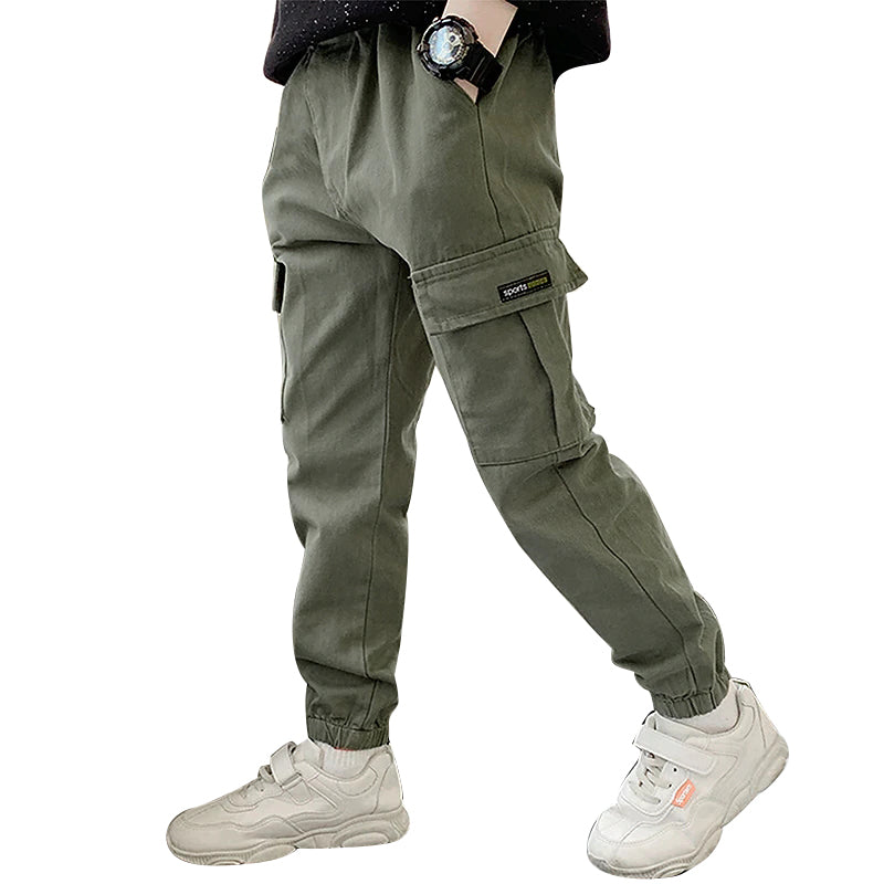 Boys Mid Rise Easy Wash Cargos