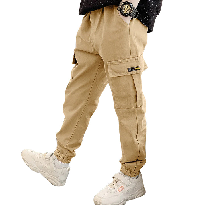 Boys Khaki Easy Wash Cargos Trousers