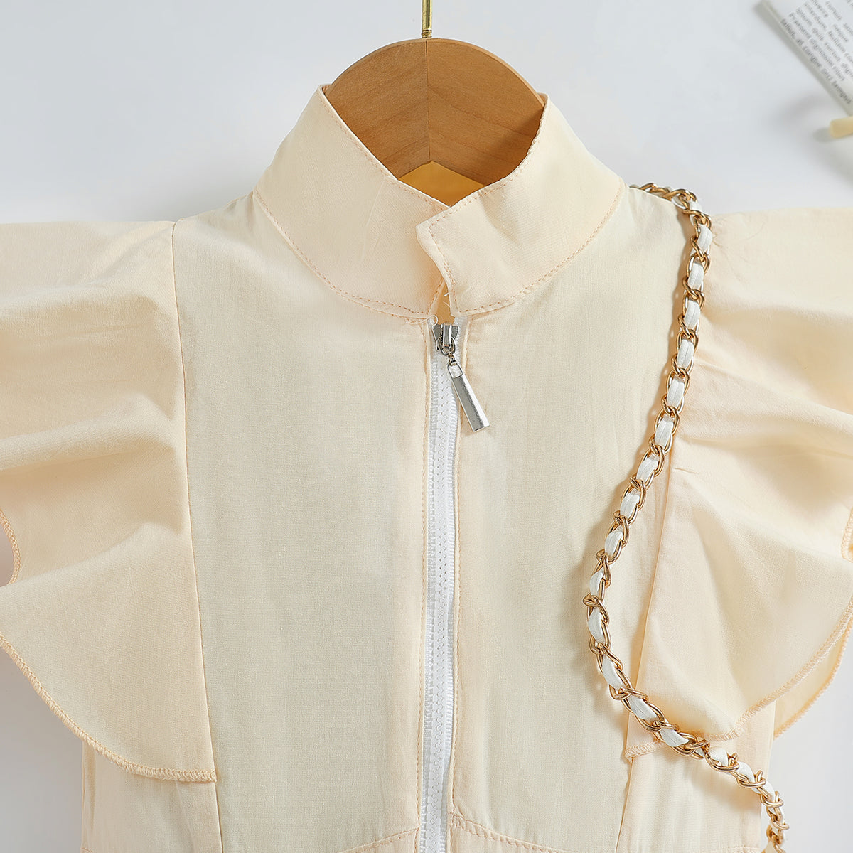 Girls White with Ruffles Cotton Playsuit