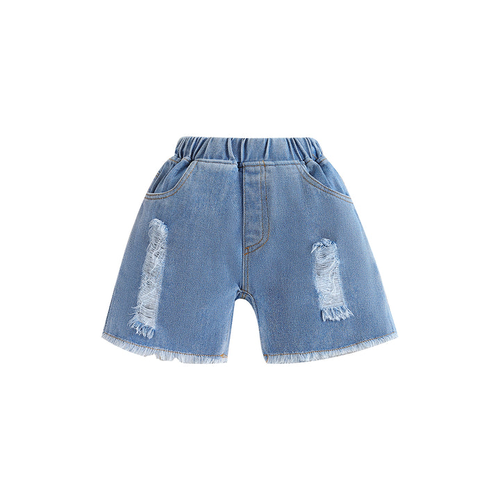 Boys Blue Mid-Rise Rapid-Dry Denim Shorts