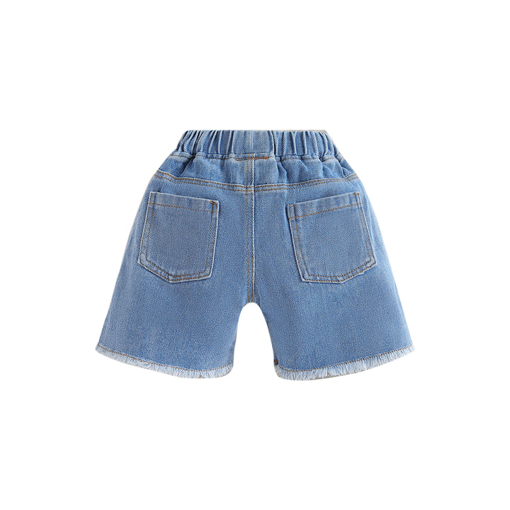 Boys Blue Mid-Rise Rapid-Dry Denim Shorts