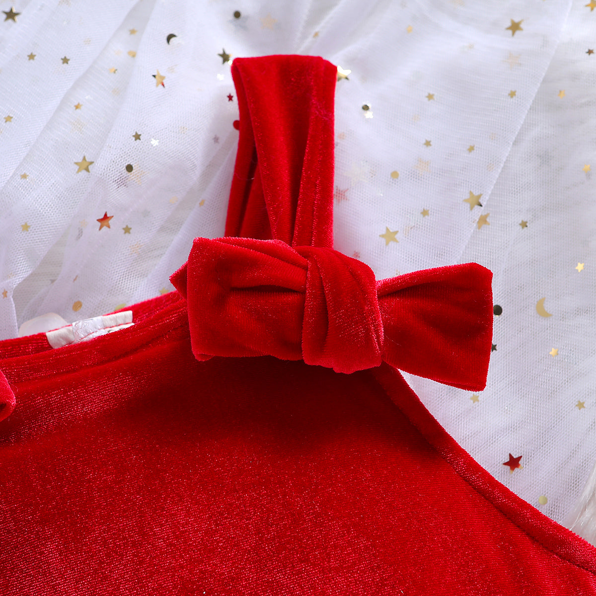 Girls Red Shoulder Straps Cotton Basic Jumpsuit