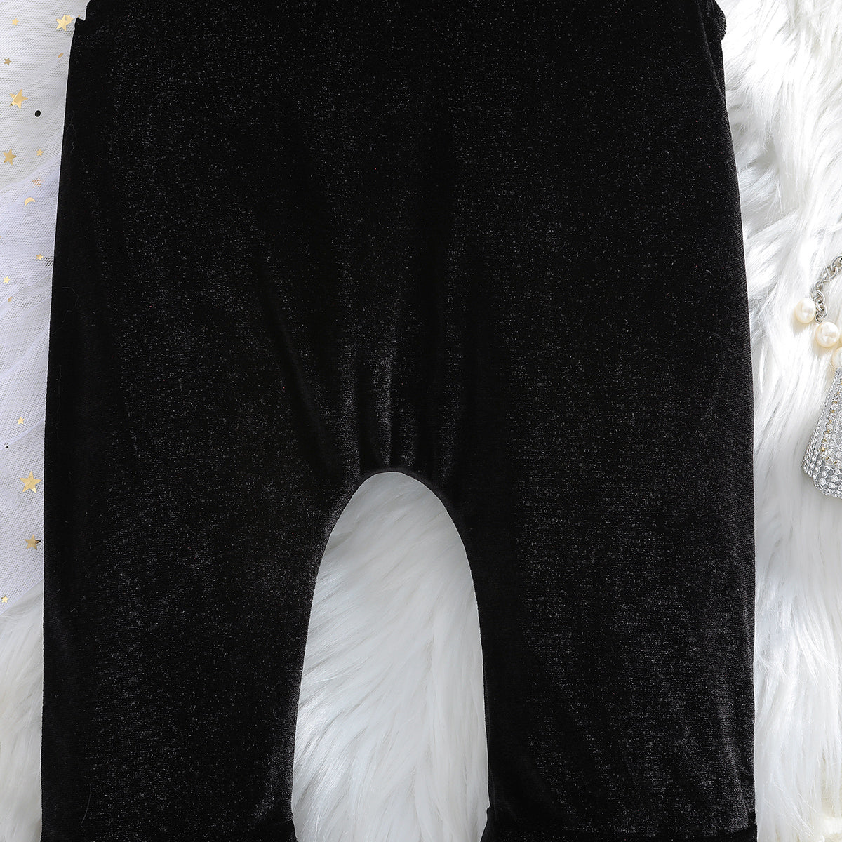 Girls Black Shoulder Straps Cotton Basic Jumpsuit