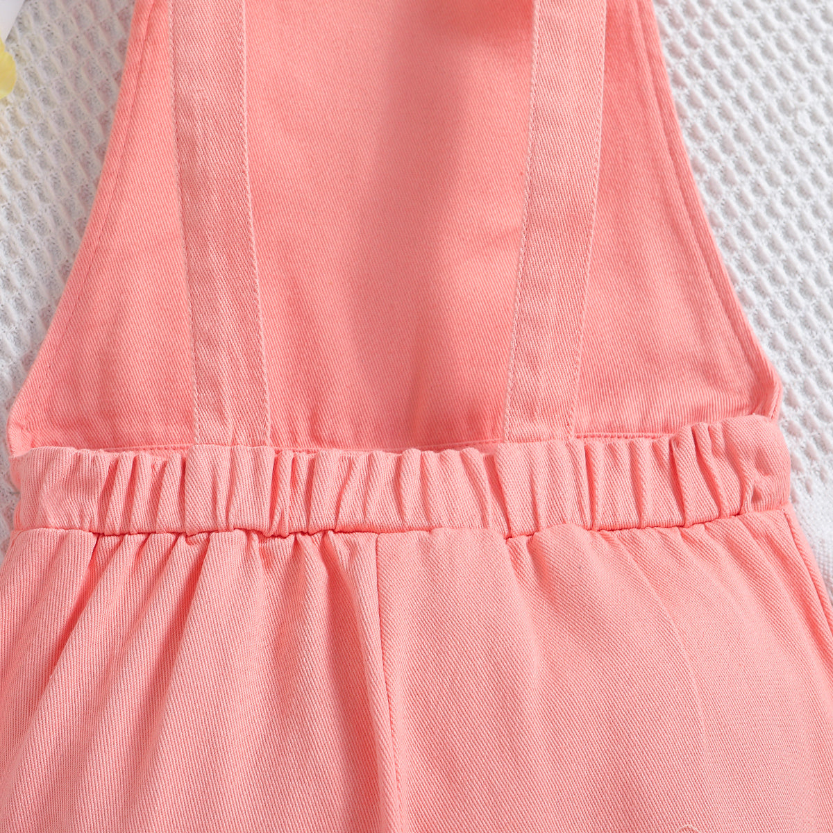 Girls Pink Shoulder Straps Cotton Basic Jumpsuit