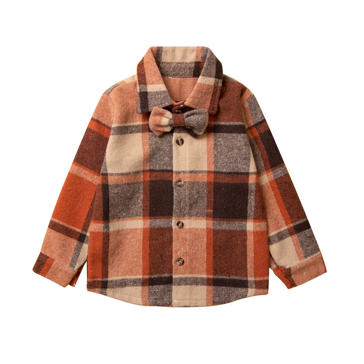 Infant Boys Brown Tartan Checked Casual Cotton Shirt