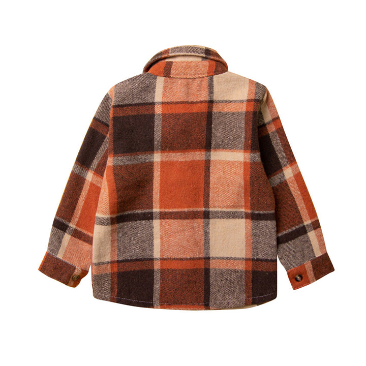 Infant Boys Brown Tartan Checked Casual Cotton Shirt