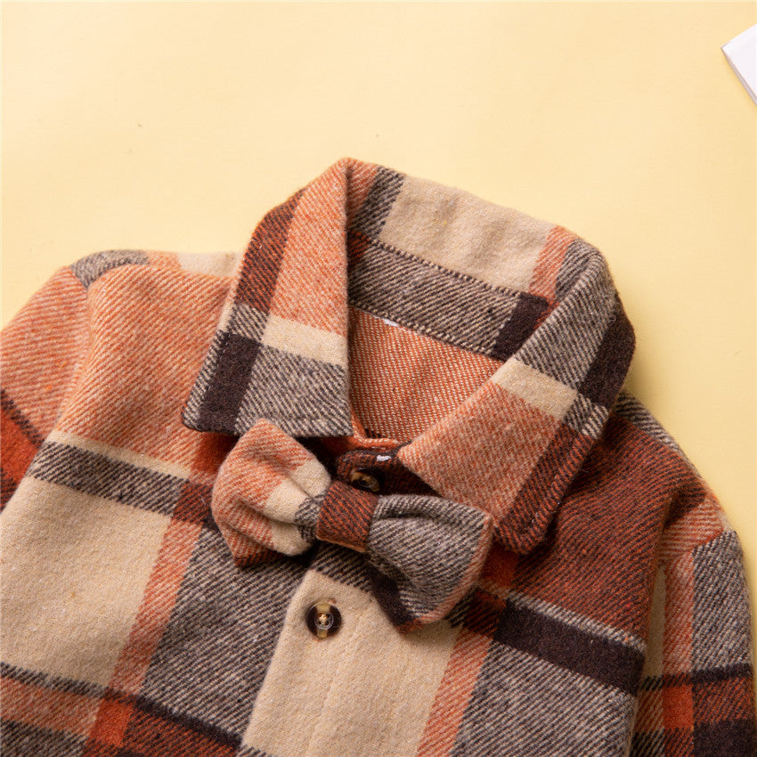 Infant Boys Brown Tartan Checked Casual Cotton Shirt