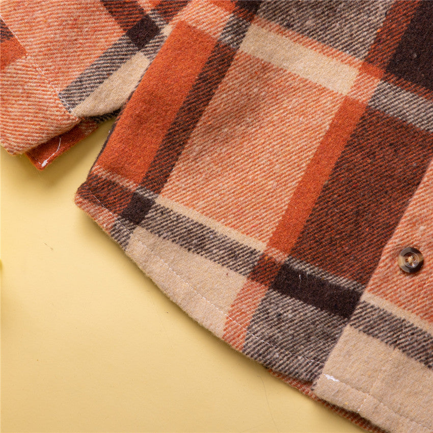 Infant Boys Brown Tartan Checked Casual Cotton Shirt