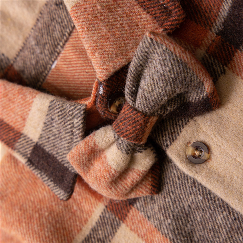 Infant Boys Brown Tartan Checked Casual Cotton Shirt