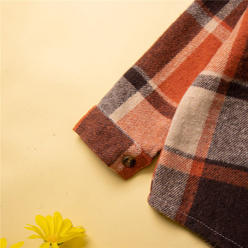 Infant Boys Brown Tartan Checked Casual Cotton Shirt