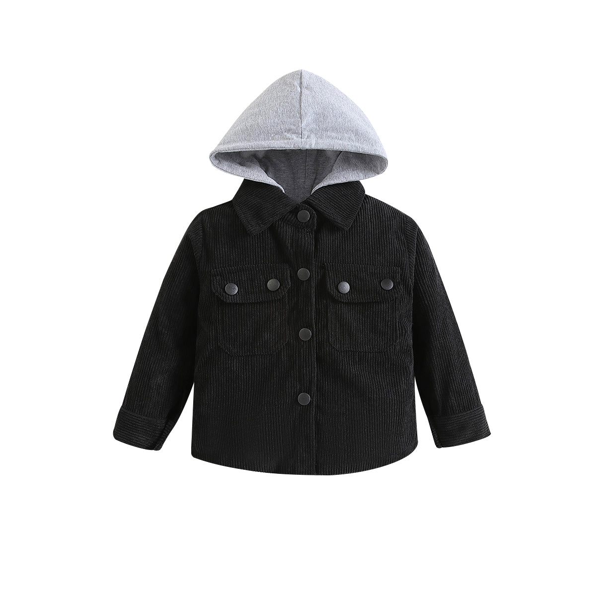 Boys Black Striped Hooded Long Sleeves Cotton Tailored Jacket