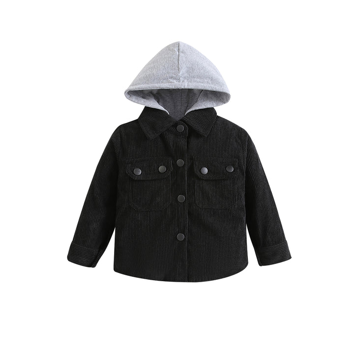 Boys Black Striped Hooded Long Sleeves Cotton Tailored Jacket