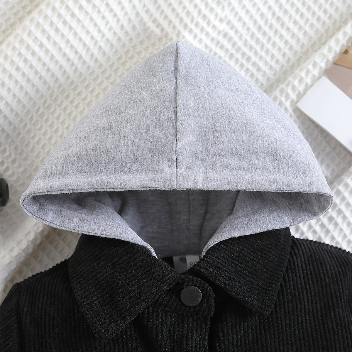 Boys Black Striped Hooded Long Sleeves Cotton Tailored Jacket