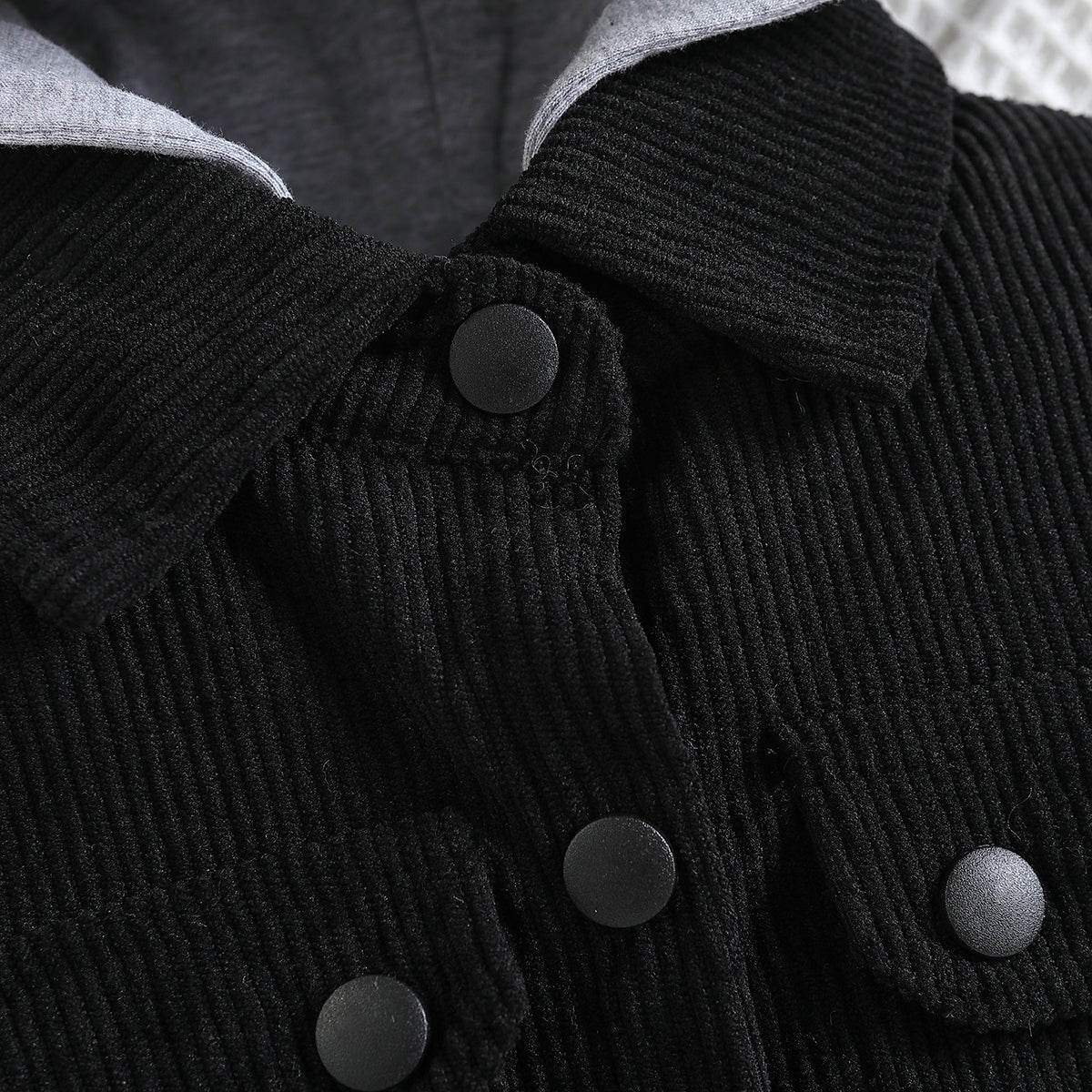 Boys Black Striped Hooded Long Sleeves Cotton Tailored Jacket