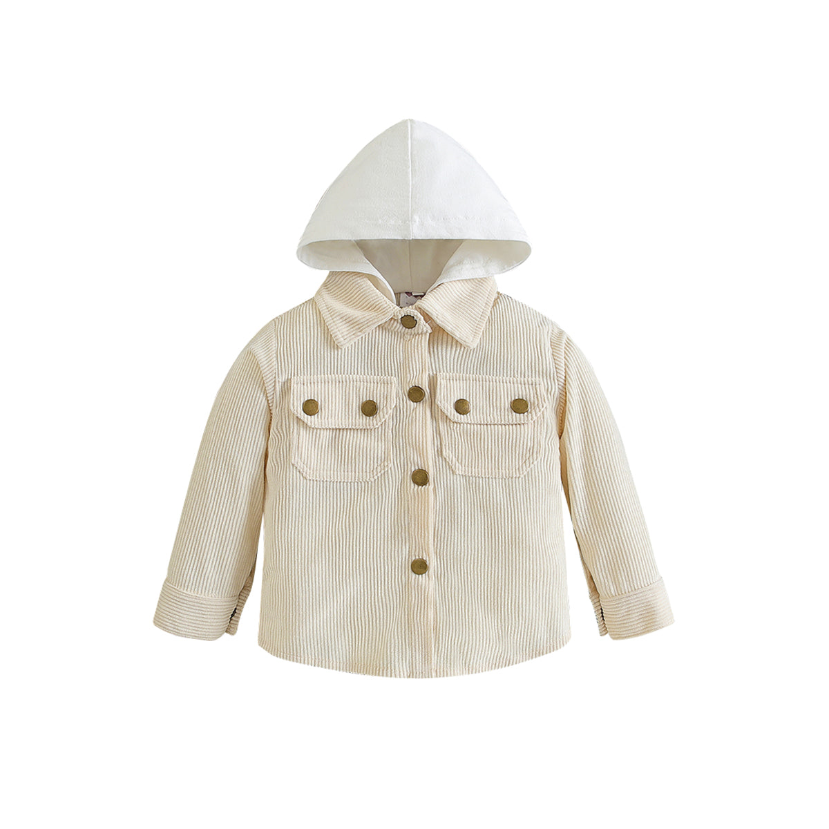 Boys Beige Self Design Hooded Open Front Jacket