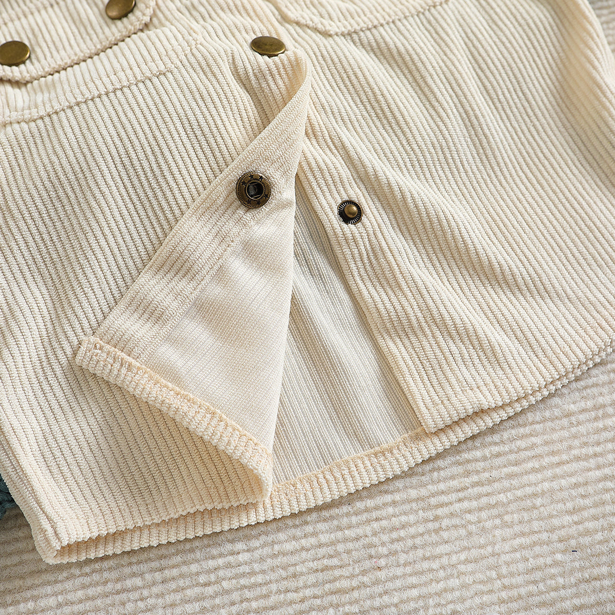 Boys Beige Self Design Hooded Open Front Jacket