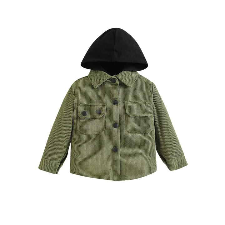Green Infant Boys Self Designed Hooded Cotton Tailored Jacket