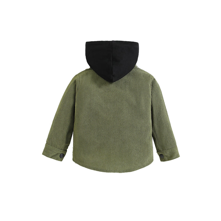 Green Infant Boys Self Designed Hooded Cotton Tailored Jacket