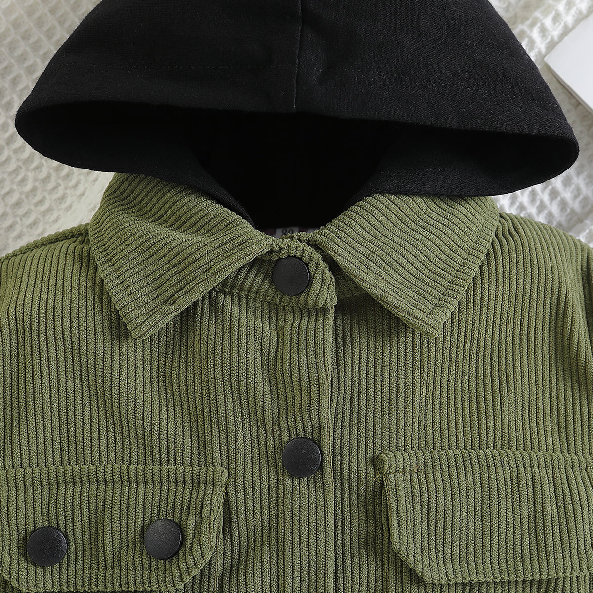 Green Infant Boys Self Designed Hooded Cotton Tailored Jacket