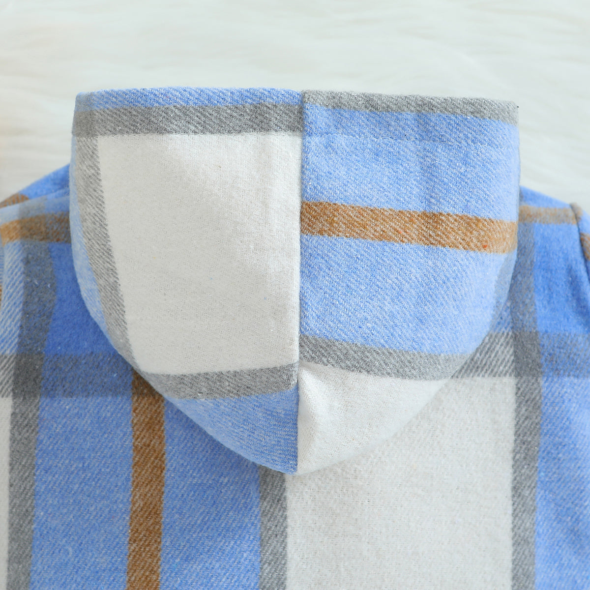 Boys Blue Checked Hooded Windcheater Cotton Longline Tailored Jacket