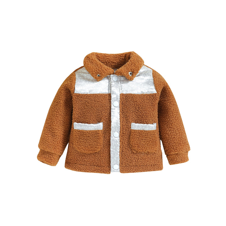 Boys Brown Insulator Outdoor Cotton Open Front Jacket