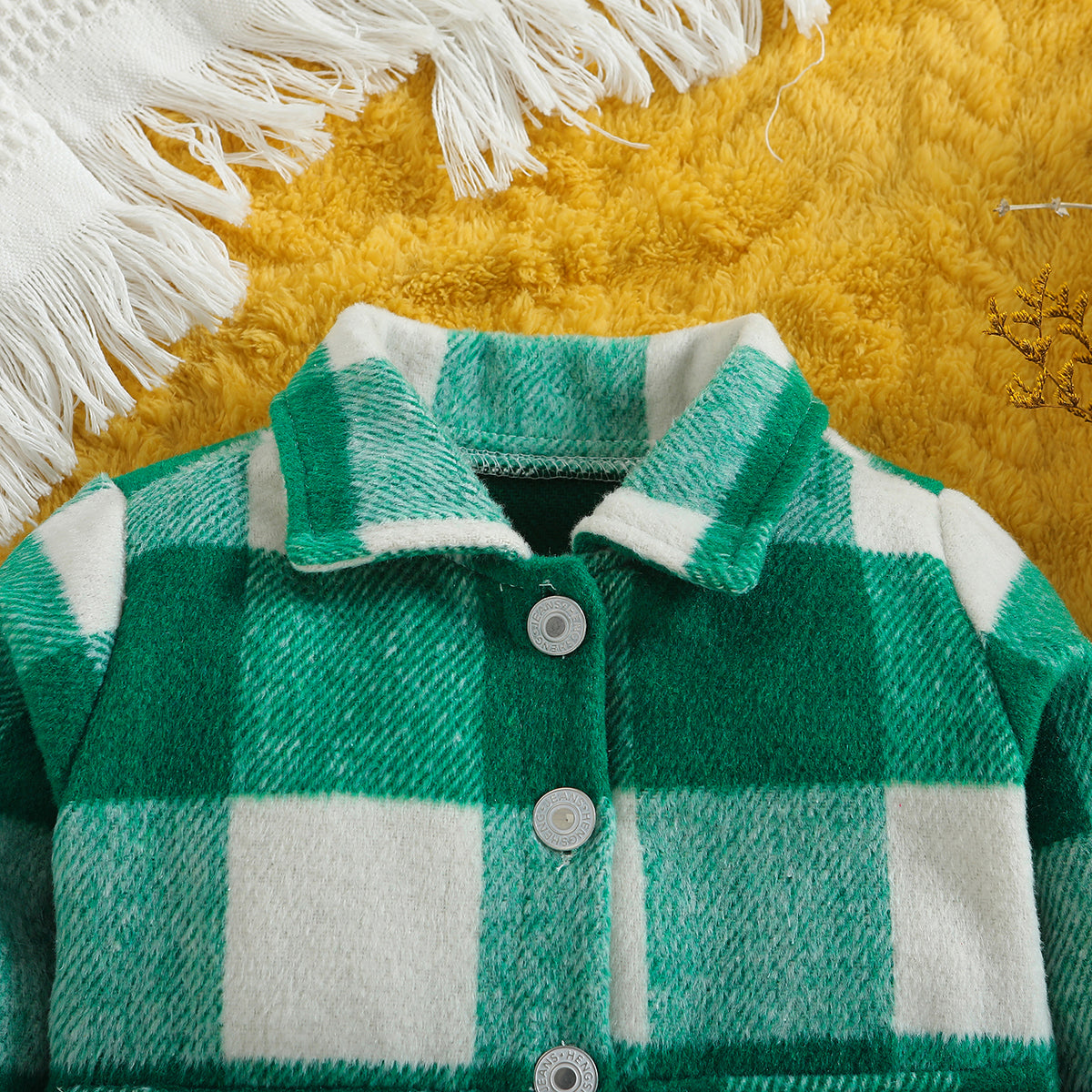 Boys Green Checked Windcheater Cotton Tailored Jacket
