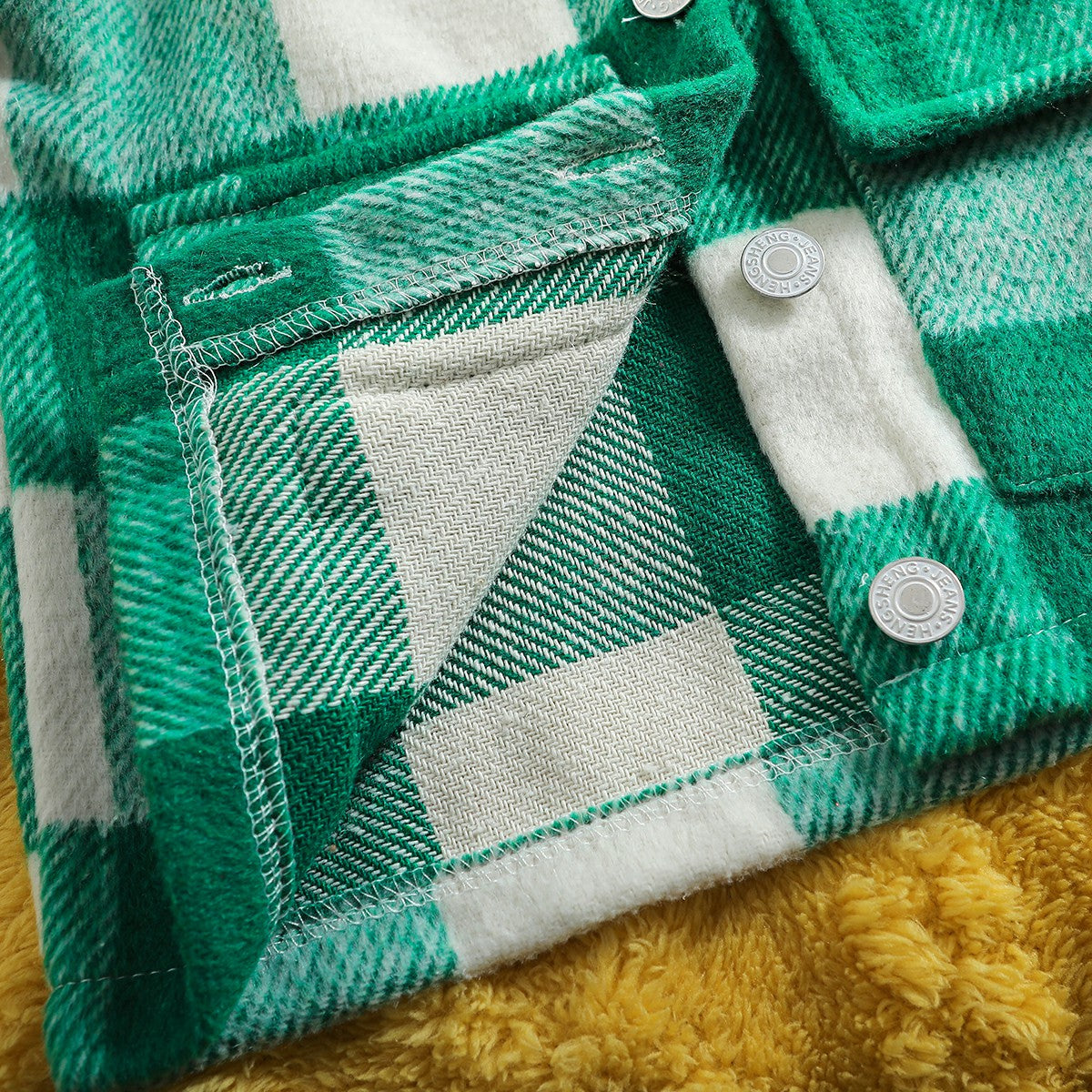 Boys Green Checked Windcheater Cotton Tailored Jacket