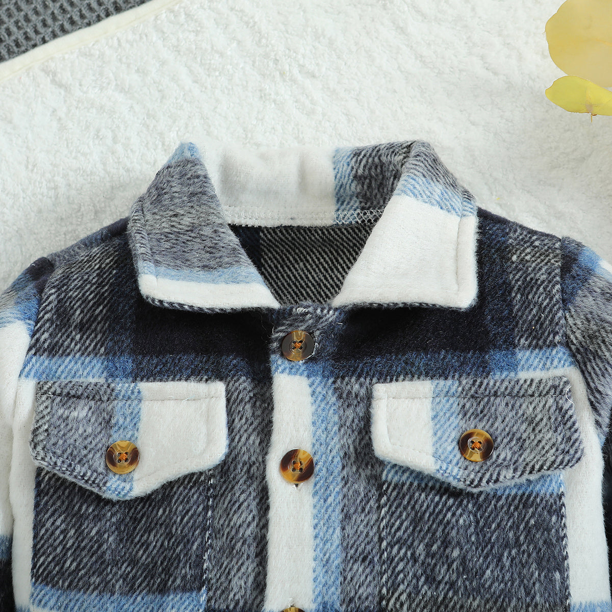 Boys Black Checked Spread Collar Long Sleeve Cotton Casual Shacket