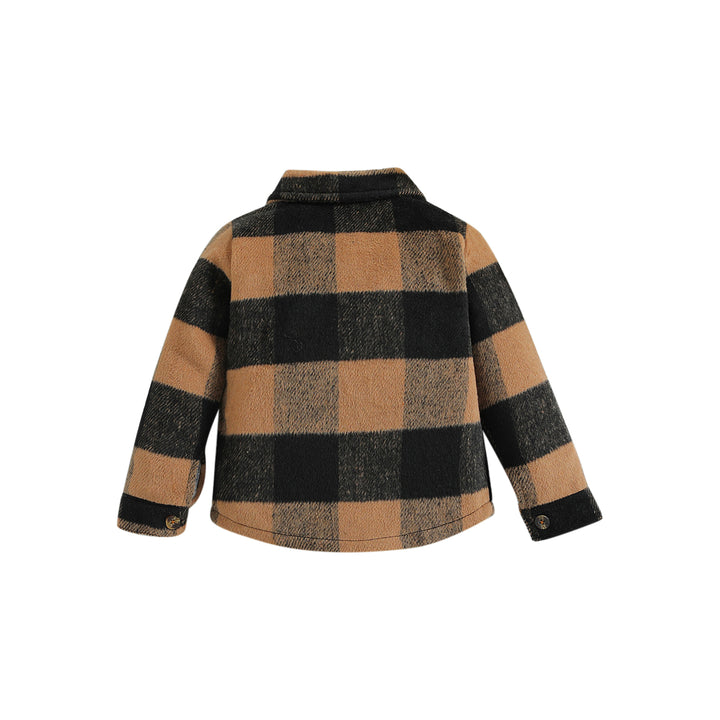 Boys Brown Tartan Checked Cotton Shacket
