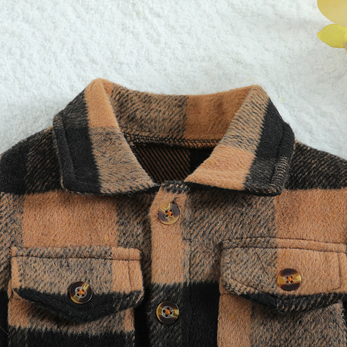 Boys Brown Tartan Checked Cotton Shacket
