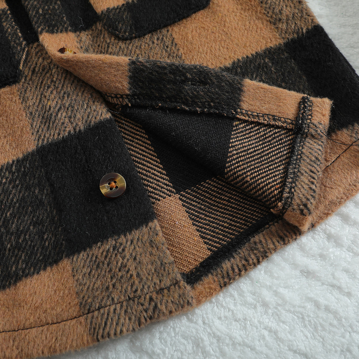 Boys Brown Tartan Checked Cotton Shacket