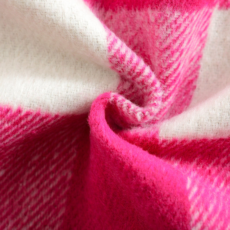 Girls Pink Checked Shirt Collar Windcheater Cotton Tailored Jacket