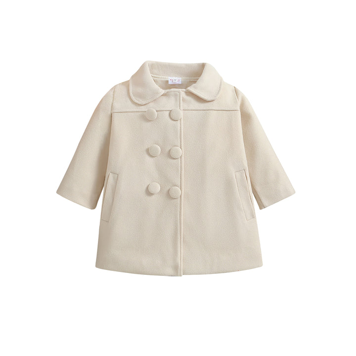 Girls Beige Windcheater Spread Collar Cotton Tailored Jacket
