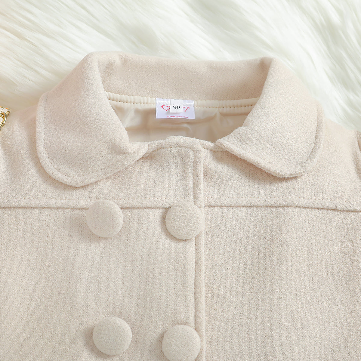 Girls Beige Windcheater Spread Collar Cotton Tailored Jacket