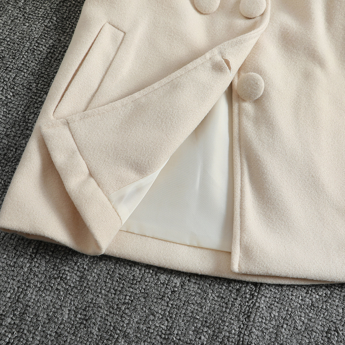 Girls Beige Windcheater Spread Collar Cotton Tailored Jacket