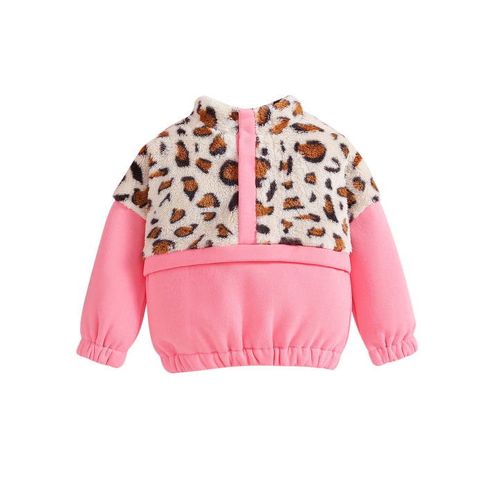 Girls Pink Printed Pullover Sweatshirt