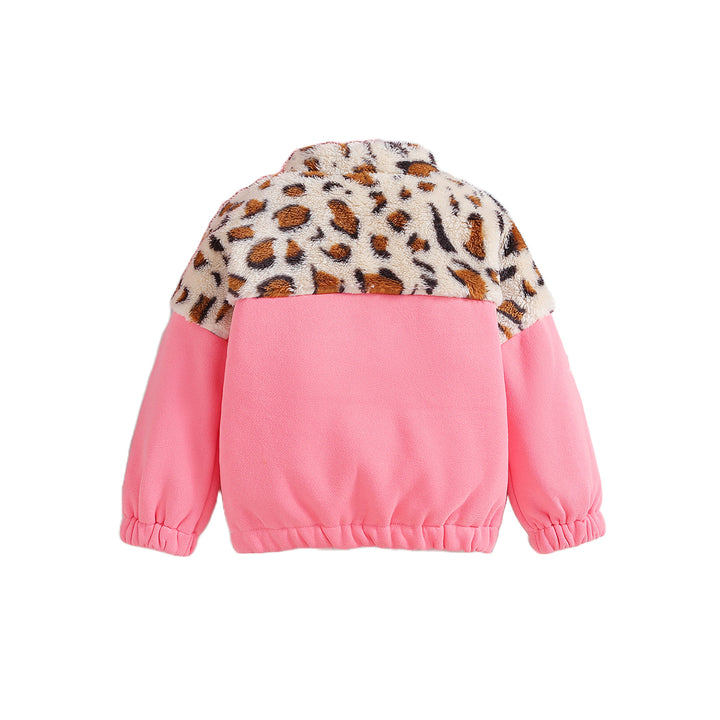 Girls Pink Printed Pullover Sweatshirt