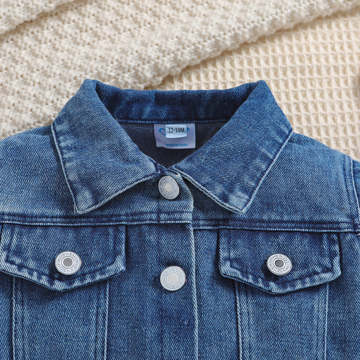 Girls Blue Washed Denim Jacket