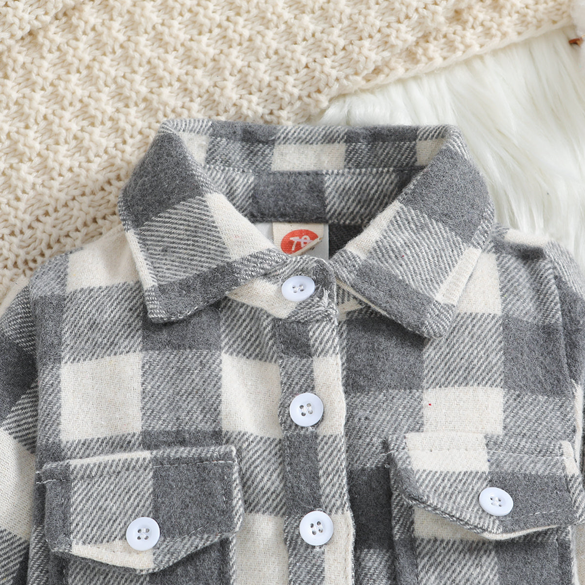 Boys Grey Windowpane Checked Cotton Shackets