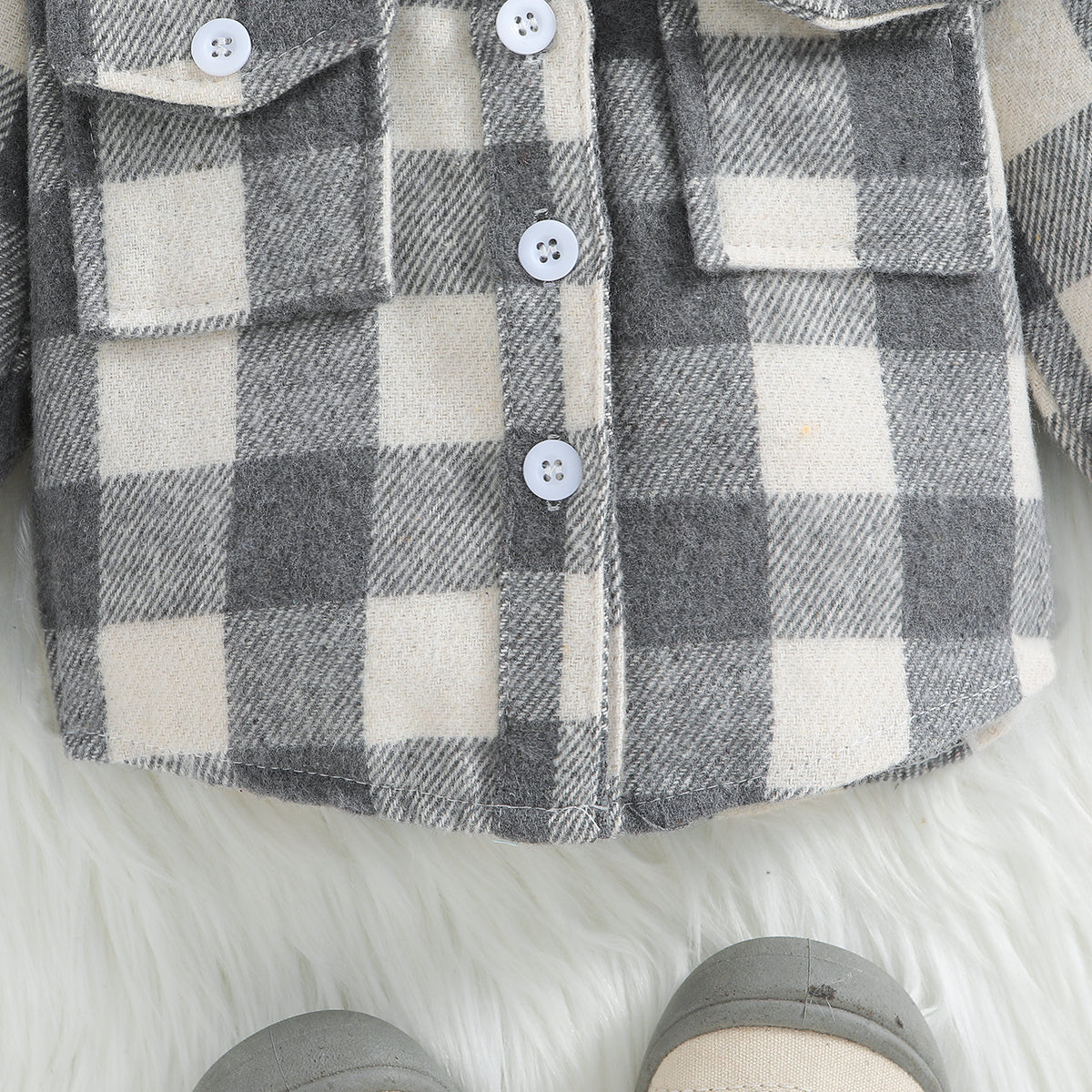 Boys Grey Windowpane Checked Cotton Shackets