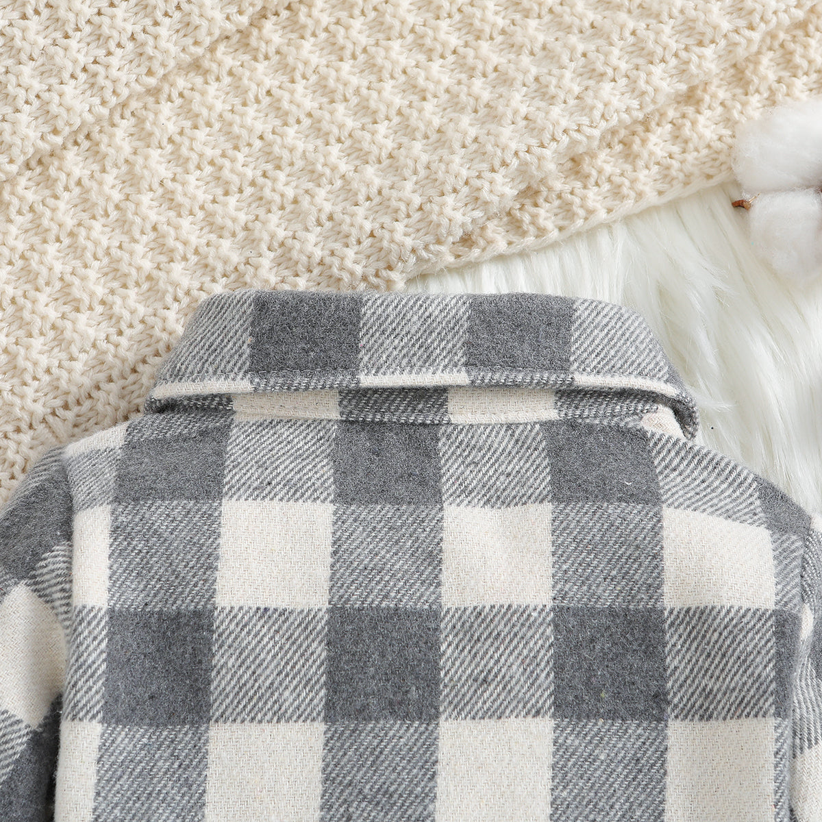 Boys Grey Windowpane Checked Cotton Shackets