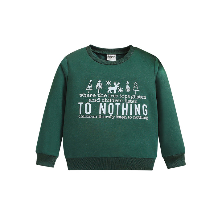 Boys Green Typography Printed Round Neck Pullover
