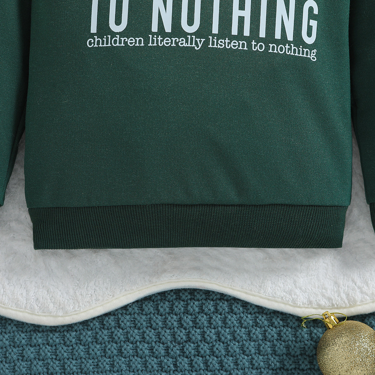 Boys Green Typography Printed Round Neck Pullover