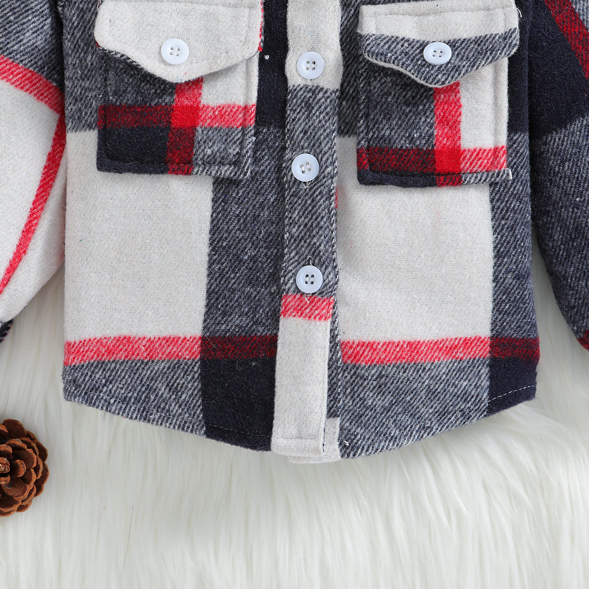 Boys Black Spread Collar Checked Cotton Shacket