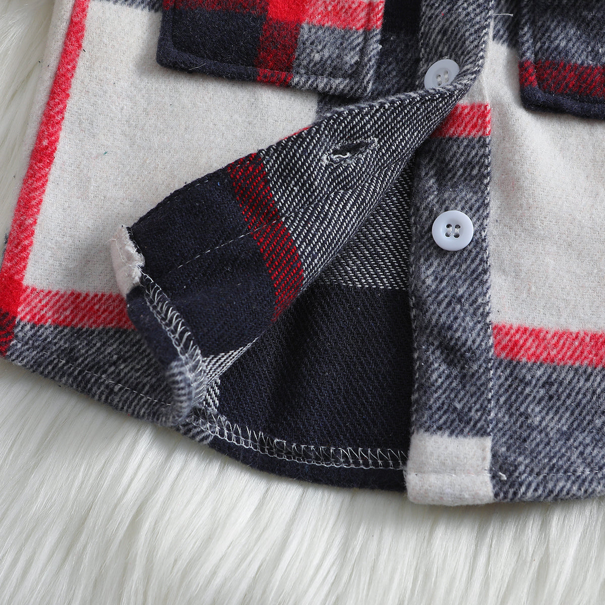 Boys Black Spread Collar Checked Cotton Shacket