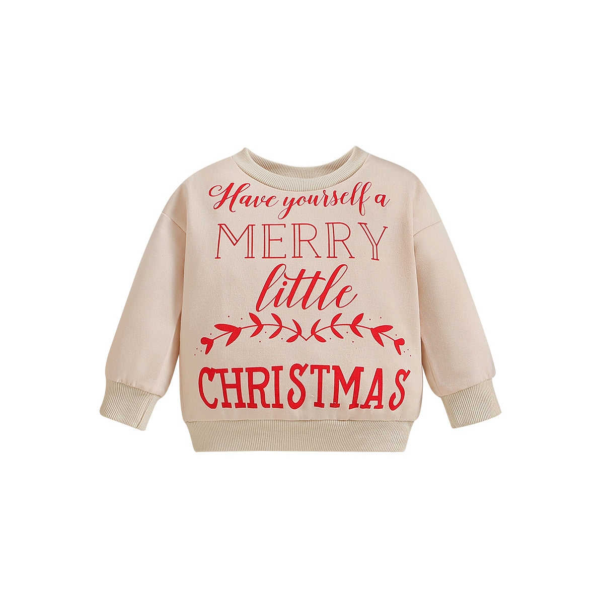Kids Beige & Red Typography Printed Pullover