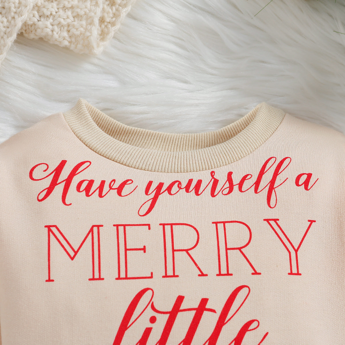 Kids Beige & Red Typography Printed Pullover