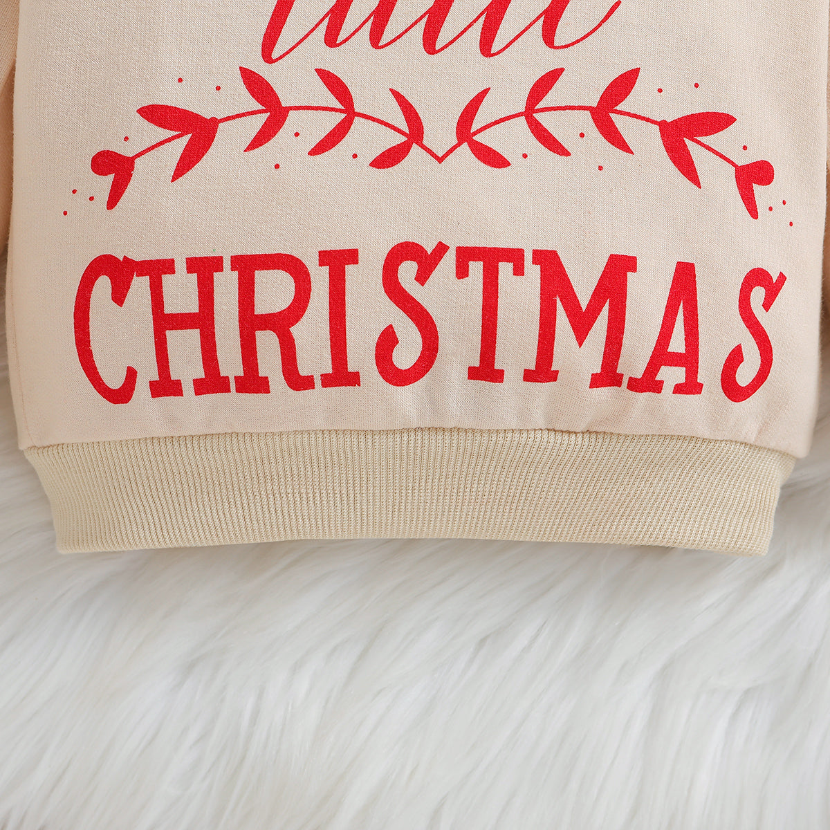 Kids Beige & Red Typography Printed Pullover
